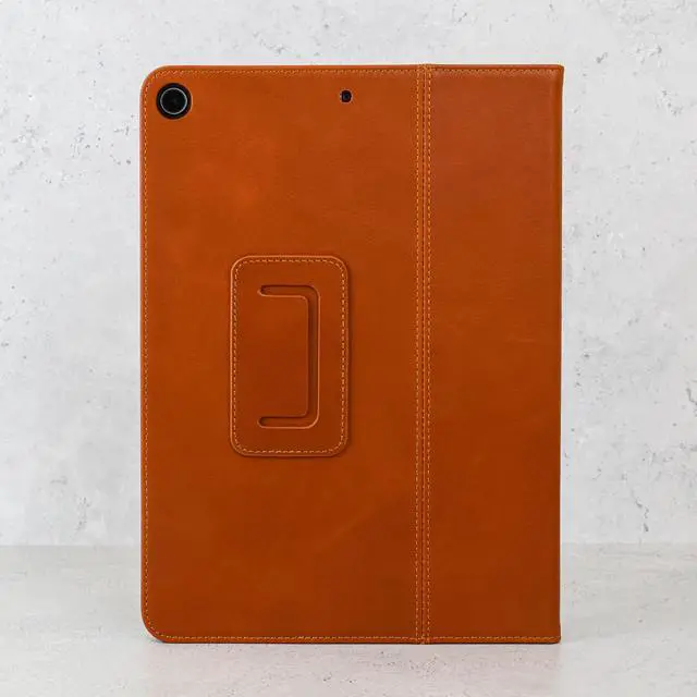 Alt view image 2 of 5 - Casemade Real Leather Case Compatible with iPad 10.2 7th/8th/9th Gen (2019/2020/2021) - Full-Grain Leather Cover, Auto Sleep/Wake, Dual Stand Position (Tan)