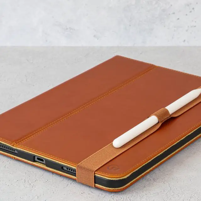 Alt view image 4 of 5 - Casemade Real Leather Case Compatible with iPad 10.2 7th/8th/9th Gen (2019/2020/2021) - Full-Grain Leather Cover, Auto Sleep/Wake, Dual Stand Position (Tan)