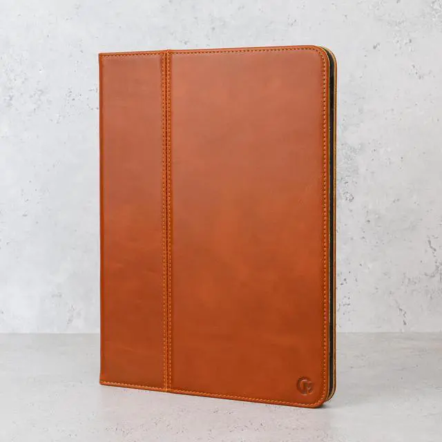 Alt view image 3 of 5 - Casemade Real Leather Case Compatible with iPad 10.2 7th/8th/9th Gen (2019/2020/2021) - Full-Grain Leather Cover, Auto Sleep/Wake, Dual Stand Position (Tan)