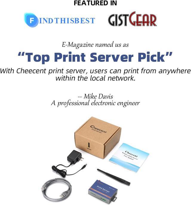Alt view image 4 of 5 - CHEECENT Wireless Print Server for USB Printer (NOT Plug&Play), 2 Port USB Print Server, Convert Wired Printer to Wireless WiFi Ethernet Networking - Windows Mac Linux Compliant - CR202