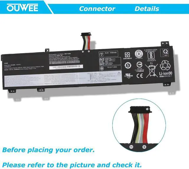 Alt view image 3 of 5 - OUWEE L19C4PC1 Laptop Battery Compatible with Lenovo Legion 5P-15IMH05 Legion 5-15IMH05 5-15ARH05 Series L19C4PC0 5B10W86196 L19M4PC0 5B10W86195 L19M4PC1 5B10W86192 5B10W86194 15.4V 80Wh 5335mAh