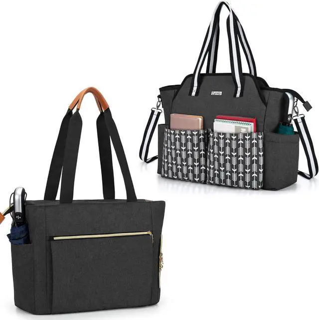Main image of CURMIO Teacher Tote Bag for Women, Portable Teacher Work Bag with Padded Sleeve and Compartments for Laptop