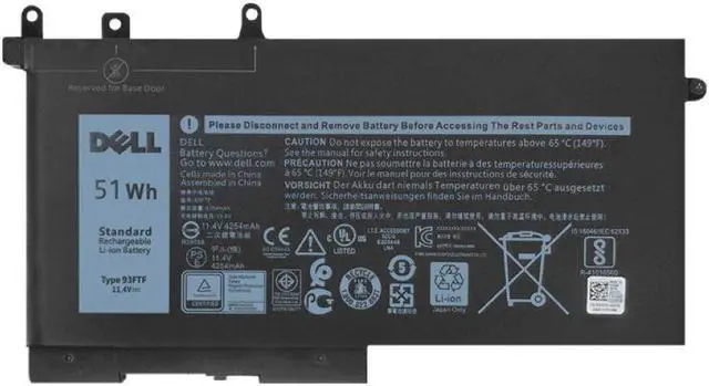 Main image of DELL 93FTF Laptop Battery Compatible with Dell Precision15 3520 3530 Dell Latitude12 5280 E5280 Latitude E5280 E5480 E5580 E5490 E5590 E5480 E5290 E5591E5491 Series D4CMT 4YFVG 83XPC 083XPC 11.4V 51Wh