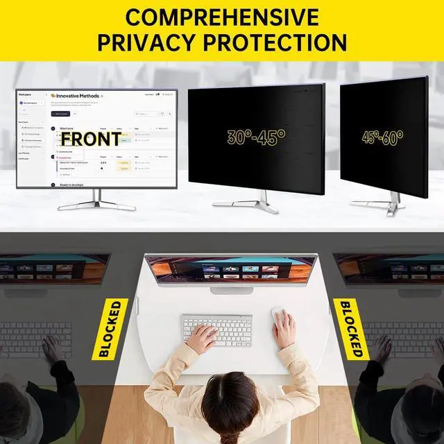 Alt view image 5 of 5 - DEJIMAX 22 Inch Computer Privacy Screen for 16:10 Computer Monitor, Anti-Blue Light Monitor Privacy Screen Fliter, Anti-UV Computer Screen Privacy Shield, Hanging Type