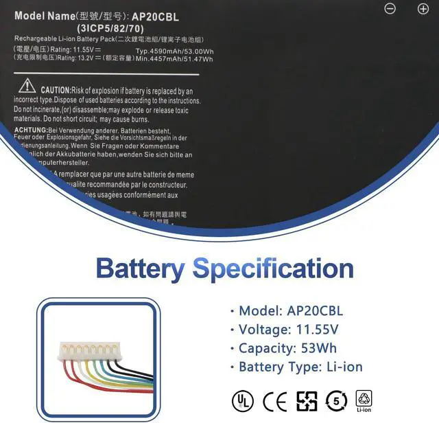 Alt view image 2 of 5 - ANTIEE AP20CBL Laptop Battery Replacement for Acer Aspire 5 A515-45 A515-46 A515-56 Aspire 7 A715-43G Swift 3 SF314-43 SF314-511 Vero AV15-51 TravelMate Spin B3 B311RNA-32 TMB311RNA-32 SF314-43-R2P6