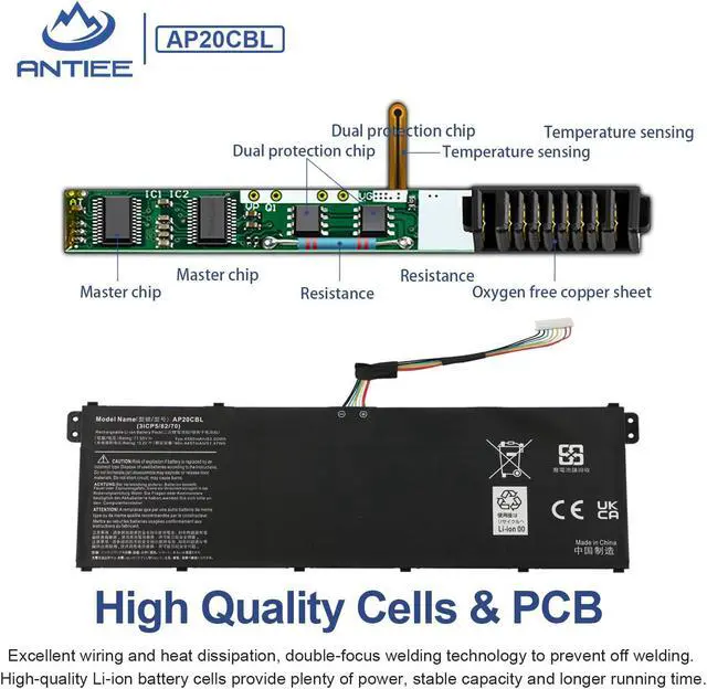 Alt view image 3 of 5 - ANTIEE AP20CBL Laptop Battery Replacement for Acer Aspire 5 A515-45 A515-46 A515-56 Aspire 7 A715-43G Swift 3 SF314-43 SF314-511 Vero AV15-51 TravelMate Spin B3 B311RNA-32 TMB311RNA-32 SF314-43-R2P6