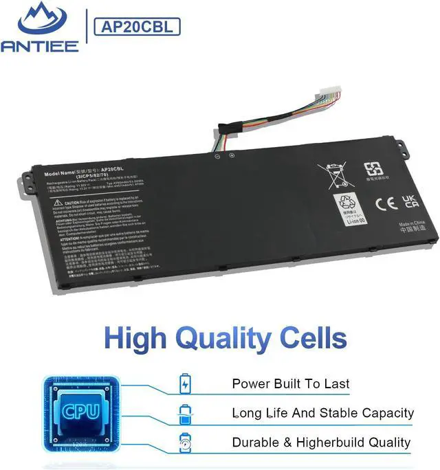 Alt view image 4 of 5 - ANTIEE AP20CBL Laptop Battery Replacement for Acer Aspire 5 A515-45 A515-46 A515-56 Aspire 7 A715-43G Swift 3 SF314-43 SF314-511 Vero AV15-51 TravelMate Spin B3 B311RNA-32 TMB311RNA-32 SF314-43-R2P6