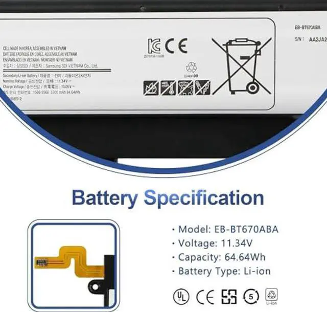 Alt view image 2 of 5 - ANTIEE EB-BT670ABA Laptop Battery for Samsung Galaxy View 18.4" SM-T670N SM-T677A SM-T670NZKAXAR SM-T670NZWAXAR Series AA2GA26BS AA2GC05BS AA2GB07BS AA2GB07B AA1G907KS AA1GA02BS AA2GC16BS
