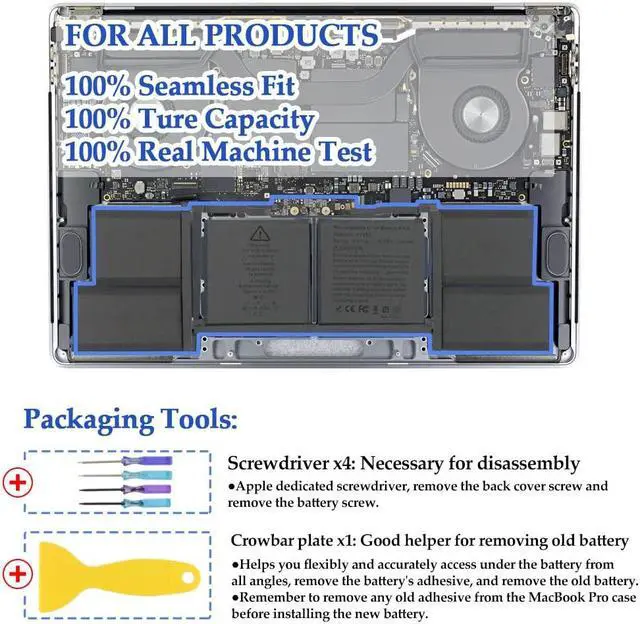 Alt view image 5 of 5 - ANTIEE A1953 A1990 Battery Replacement for MacBook Pro 15" Mid 2018 2019 EMC 3215 EMC 3359 Touch Bar MV902LL/A MV912LL/A MV922LL/A MV932LL/A MV942LL/A MV952LL/A MV962LL/A MV972LL/A MV902B/A MR962LL/A