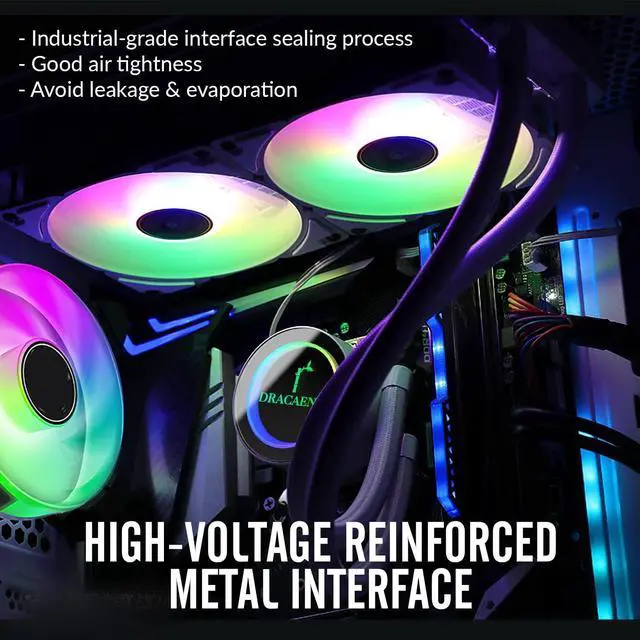 Alt view image 4 of 5 - Dracaena.io AIO CPU Cooler, Color Change Remote, 240mm Radiator, ARGB PWM Fans Quiet Less Than 27DBA, Compatible with AMD AM5/AM4-Intel LGA 1700/1200/115X, Leakproof Technology, High Flow Pump, Black