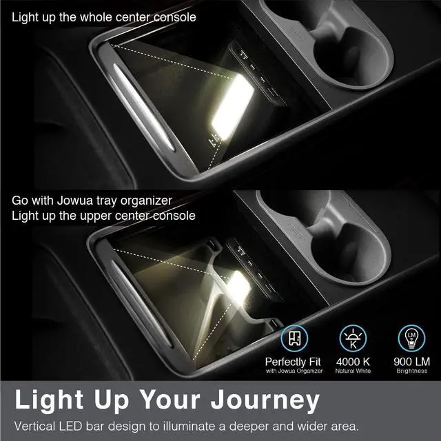 Alt view image 4 of 5 - JOWUA Model 3/Y USB Dual USB-C 45W Hub with LED Light with Dual USB-C Ports, 3 USB-A Ports