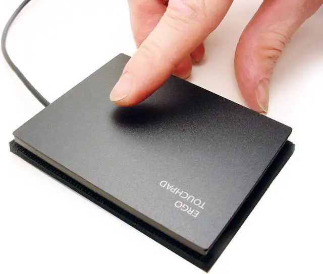 Main image of Extra Large Ergo Touchpad ETP001ELTP Wired USB - Black - Low Profile - Easy Attach with Included Hook & Loop or Separate Tabletop Foam Pad, 3.8 x 3 Inch Dimension
