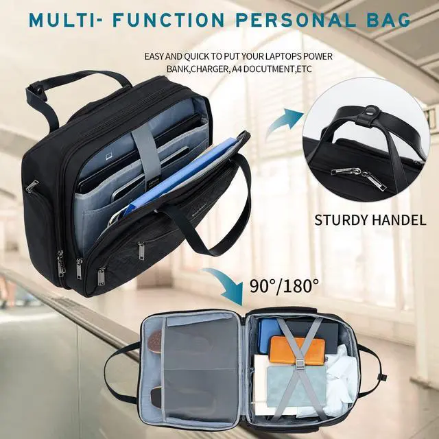 Alt view image 5 of 5 - EMPSIGN Rolling Laptop Bag, 15.6 Inch Roller Briefcase with Wheel, Rolling Underaeat Computer Bag with Water-Proof RFID Pockets for Travel Business Work-Quilted Black