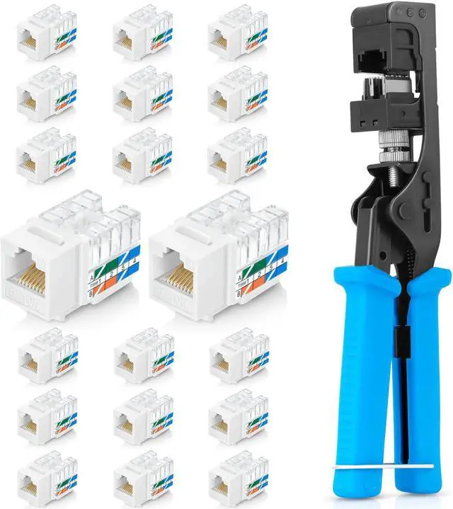 Main image of Everest Media Solutions Bundle - 2 Items: easyJACK - Speed Termination Tool + 20 Pack of RJ45 CAT6 UTP Keystone Jacks - White