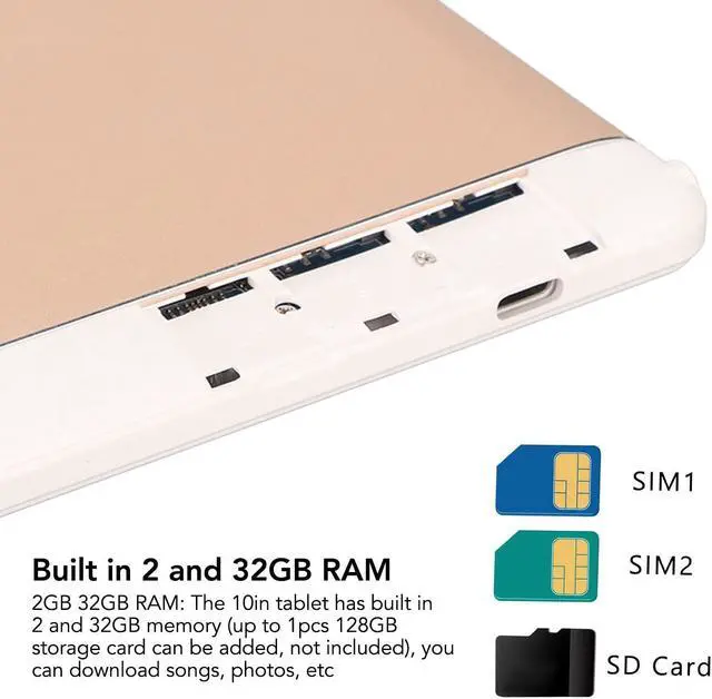 Alt view image 4 of 5 - Luqeeg 10 inch Tablet - 1080P Full HD Kids Edition Tablet, Android 11, Dual SIM, Octa Core CPU, 3GB & 32GB, 3G Network,, GPS, Bluetooth, 4000mAh Fast Charging Battery(Gold)