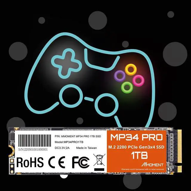 Alt view image 4 of 5 - MMOMENT MP34 PRO 1TB PCIe Gen3 NVMe M.2 2280 Internal Solid State Drive, Gen3.0X4, Read Speed up to 3500MB/s, for Laptop, Desktop and Gaming