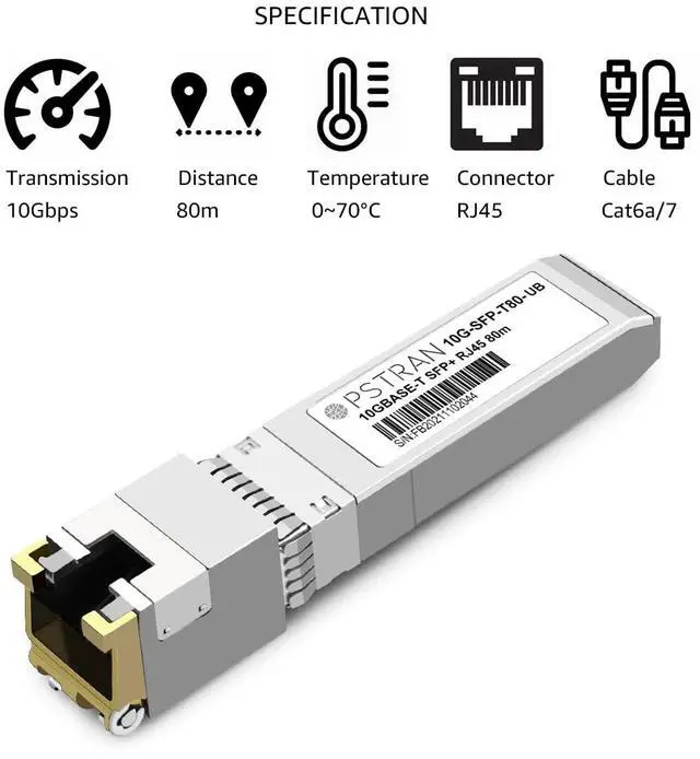 Alt view image 2 of 5 - OPSTRAN 10GBASE-T SFP+ RJ45 Copper Transceiver Module Compatible with Ubiquiti Unifi Ufiber UF-RJ45-10G-80 10G SFP+ 80m Cat6a/7