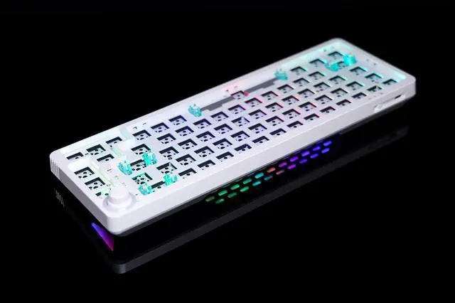 Alt view image 4 of 5 - GK GAMAKAY LK67 65% RGB Modular DIY Mechanical Keyboard, 67 Keys Hot Swappable 3pin/5pin Switch, Programmable Triple Mode Bluetooth 5.0/USB-C Wired/2.4GHz Wireless Customized Keyboard Kit (White)