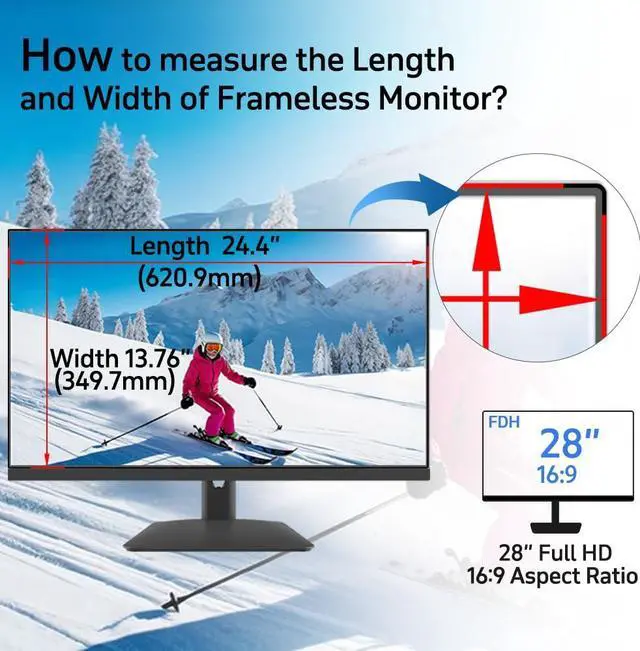 Alt view image 5 of 5 - FILMEXT [2023 Upgrade Removable Computer Privacy Screen Filter for 28 inch Frameless Monitor, Anti Spy Blue Light Filter, Anti-Scratch, Easy On/Off Screen Protector for 16:9 Aspect Ratio