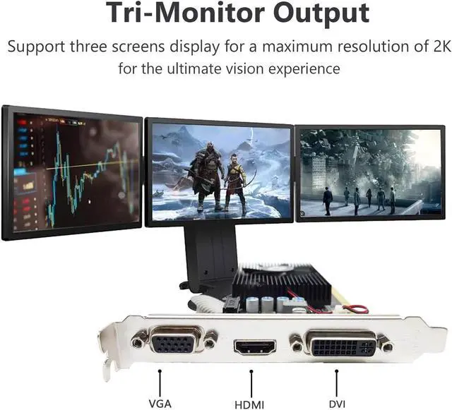 Alt view image 3 of 5 - Glorto GeForce GT 730 2G GDDR5 Low Profile Graphics Card, PCI Express 2.0 x8, HDMI/DVI/VGA, Entry Level GPU for PC, SFF and HTPC, Compatible with Windows 11