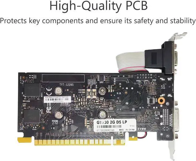Alt view image 5 of 5 - Glorto GeForce GT 730 2G GDDR5 Low Profile Graphics Card, PCI Express 2.0 x8, HDMI/DVI/VGA, Entry Level GPU for PC, SFF and HTPC, Compatible with Windows 11