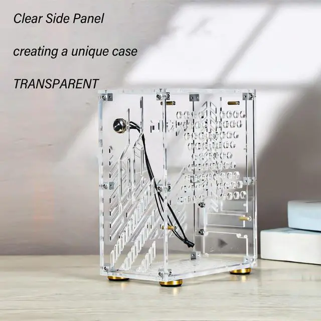 Alt view image 5 of 5 - GOWENIC Clear Acrylic Panel Mini ITX Case, 4.3L Capacity 360° Cooling Easy Installation PC Case for Mini ITX Motherboard (Transparent)
