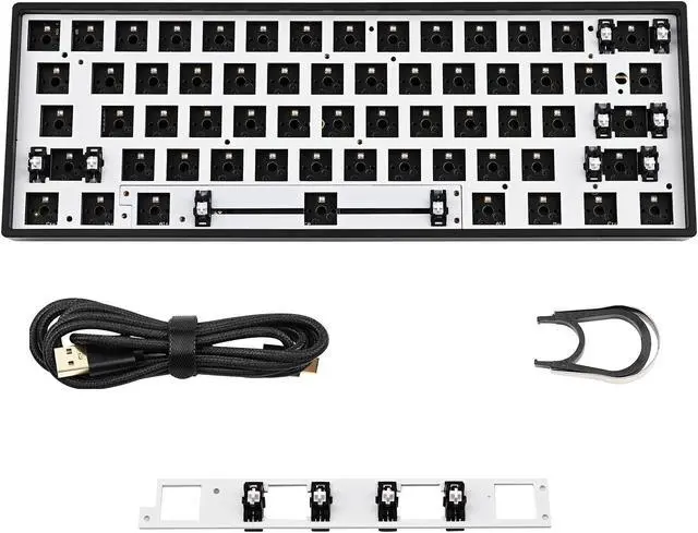 Alt view image 2 of 5 - Guffercty kred GK61X PCB Plate Case 60% Keyboard Custom Hot Swappable RGB Keyboard DIY Kit Wired Tyce-C for 3/5 Pin Switch (GK61X Black)