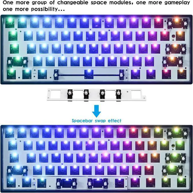 Alt view image 3 of 5 - Guffercty kred GK61X PCB Plate Case 60% Keyboard Custom Hot Swappable RGB Keyboard DIY Kit Wired Tyce-C for 3/5 Pin Switch (GK61X Black)