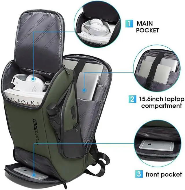 Alt view image 3 of 5 - FUTURE AESTHEICS Business Laptop Smart backpack Can Hold 15.6 Inch Laptop Commute Backpack Carry on bag for men and women