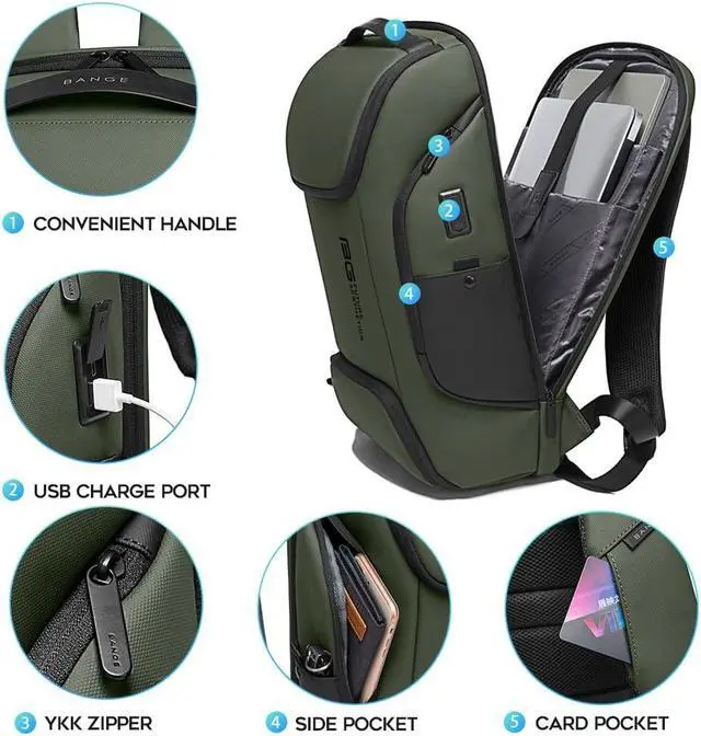 Alt view image 2 of 5 - FUTURE AESTHEICS Business Laptop Smart backpack Can Hold 15.6 Inch Laptop Commute Backpack Carry on bag for men and women
