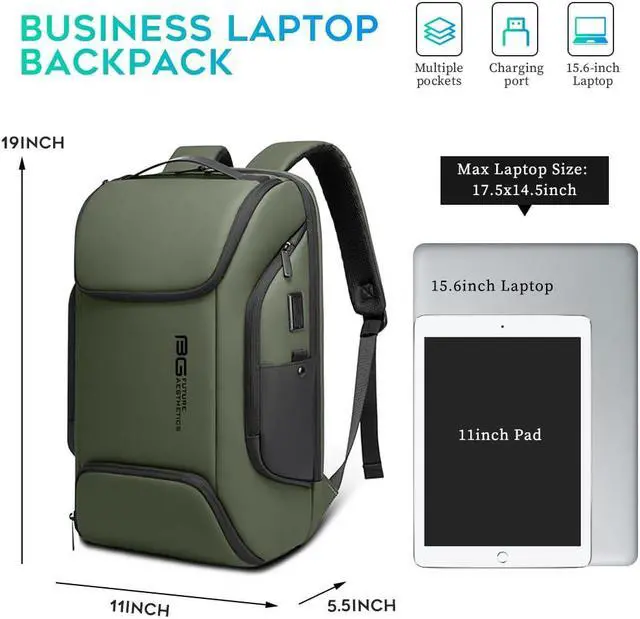 Alt view image 4 of 5 - FUTURE AESTHEICS Business Laptop Smart backpack Can Hold 15.6 Inch Laptop Commute Backpack Carry on bag for men and women
