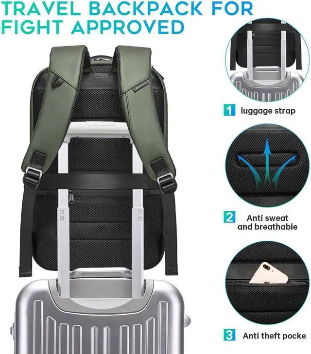 Alt view image 5 of 5 - FUTURE AESTHEICS Business Laptop Smart backpack Can Hold 15.6 Inch Laptop Commute Backpack Carry on bag for men and women