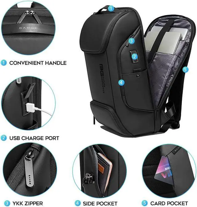 Alt view image 3 of 5 - FUTURE AESTHEICS Business Laptop Smart backpack Can Hold 15.6 Inch Laptop Commute Backpack Carry on bag for men and women