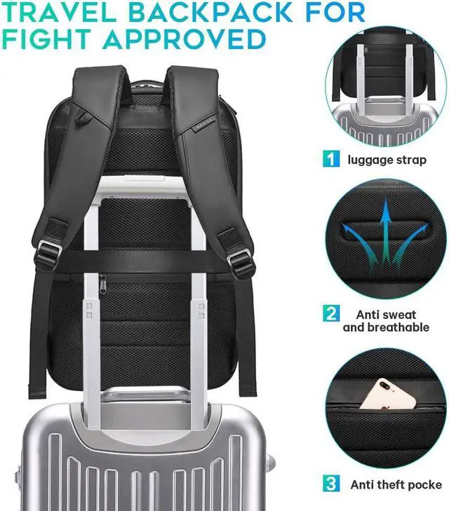 Alt view image 5 of 5 - FUTURE AESTHEICS Business Laptop Smart backpack Can Hold 15.6 Inch Laptop Commute Backpack Carry on bag for men and women
