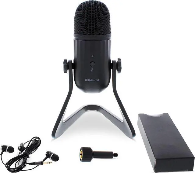 Alt view image 3 of 5 - Helium 10 HX10 Podcast Mic - Condenser USB Microphone for Computer, Gaming, Recording, Streaming, More - Ear Buds, Mute Button, Volume Control Included