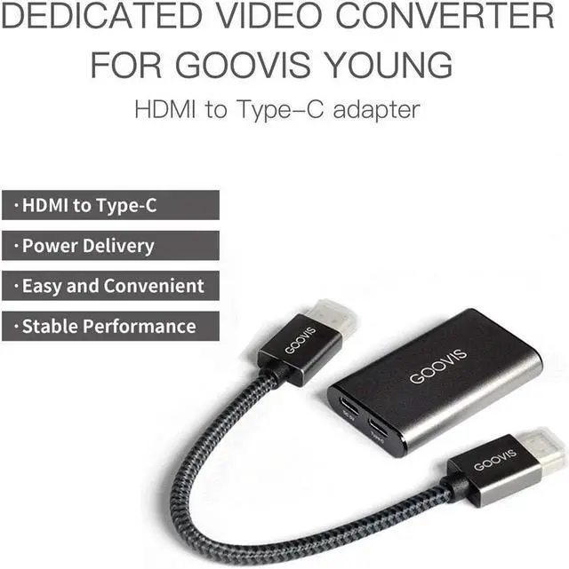 Alt view image 3 of 5 - Goovis HDMI to Type-c Adapter Young Head-Mounted Display, HD 4K Converter, USB-c Portable Video Adapter Black