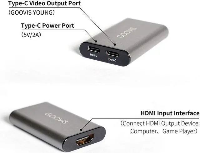 Alt view image 5 of 5 - Goovis HDMI to Type-c Adapter Young Head-Mounted Display, HD 4K Converter, USB-c Portable Video Adapter Black