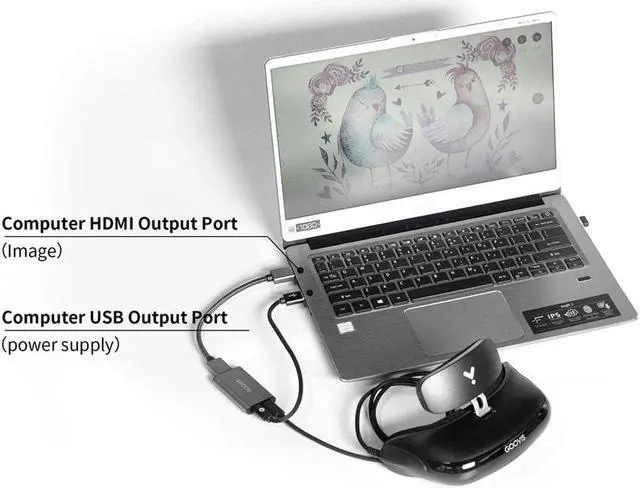 Alt view image 4 of 5 - Goovis HDMI to Type-c Adapter Young Head-Mounted Display, HD 4K Converter, USB-c Portable Video Adapter Black