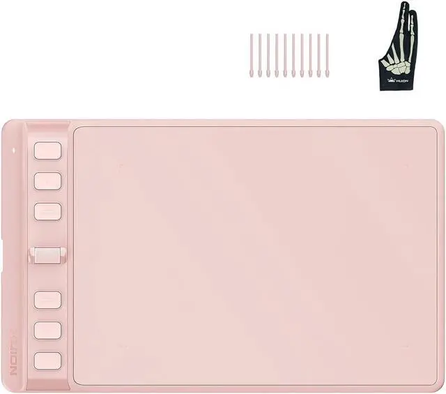 Main image of 2023 HUION Inspiroy 2 Small Drawing Tablet (Pink) and HUION Skeleton Artist Glove