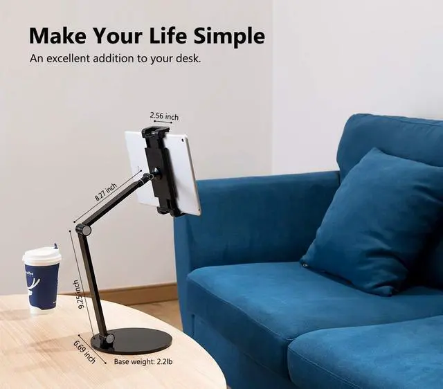 Alt view image 4 of 5 - Inifispce Multi-Angle Adjustable Tablet Stand, Compatible with 4.7''-13'' Screens, Sturdy Metal Construction, Ergonomic Design for Comfortable Viewing