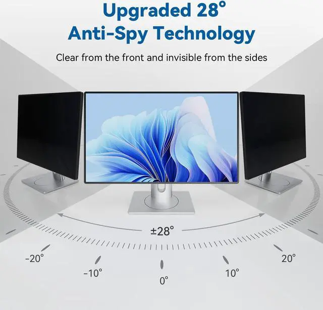Alt view image 2 of 5 - IPROKKO [2-Pack] 24 Inch Computer Privacy Screen Filter for 16:10 Widescreen Monitor, Removable 24in Anti Blue Light Glare Privacy Shield, Anti Spy Security Protector for Hp Dell Asus Acer Samsung