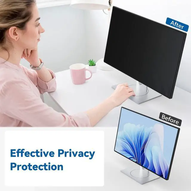 Alt view image 3 of 5 - IPROKKO [2-Pack] 24 Inch Computer Privacy Screen Filter for 16:10 Widescreen Monitor, Removable 24in Anti Blue Light Glare Privacy Shield, Anti Spy Security Protector for Hp Dell Asus Acer Samsung
