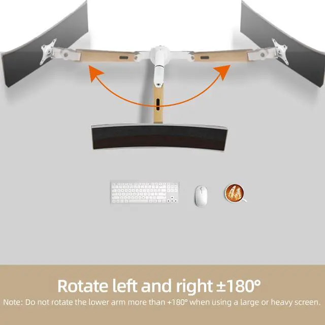 Alt view image 3 of 5 - HILLPORT Single White Monitor Desk Arm Mount, Adjustable Gas Spring Support 17-34 Inch, 4.4-19.8lbs Screen, Computer Stand Holder with Clamp/Grommet Mounting Base VESA Bracket M5W-M