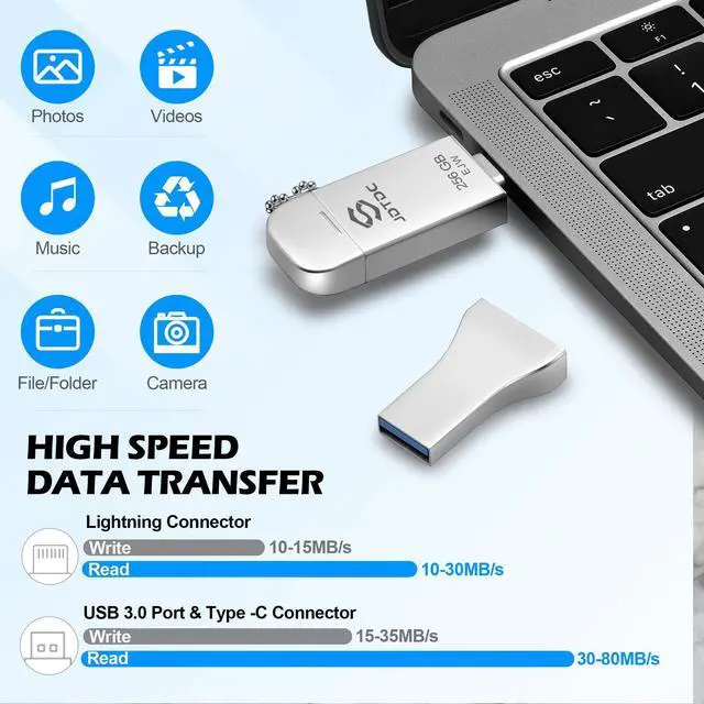 Alt view image 3 of 5 - 256GB Apple MFi Certified iPhone-Photo-Stick, 3 in 1 USB C Photo-Stick-for-iPhone-USB-Flash-Drive iPhone Memory-Stick Thumb Drives iPhone Backup Memory Stick for iPhone 16 15 14 13 12 iPad Android PC