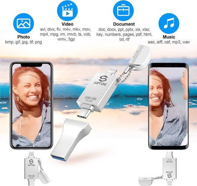 Alt view image 4 of 5 - 256GB Apple MFi Certified iPhone-Photo-Stick, 3 in 1 USB C Photo-Stick-for-iPhone-USB-Flash-Drive iPhone Memory-Stick Thumb Drives iPhone Backup Memory Stick for iPhone 16 15 14 13 12 iPad Android PC
