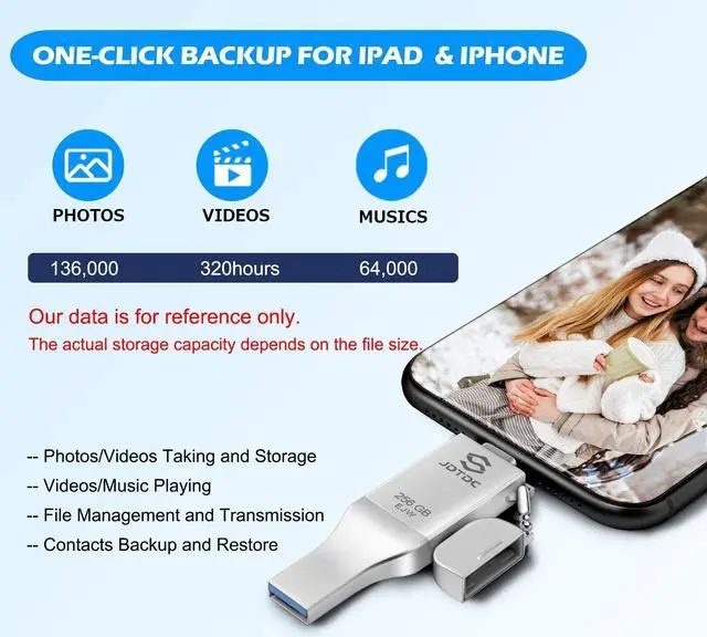 Alt view image 5 of 5 - 256GB Apple MFi Certified iPhone-Photo-Stick, 3 in 1 USB C Photo-Stick-for-iPhone-USB-Flash-Drive iPhone Memory-Stick Thumb Drives iPhone Backup Memory Stick for iPhone 16 15 14 13 12 iPad Android PC