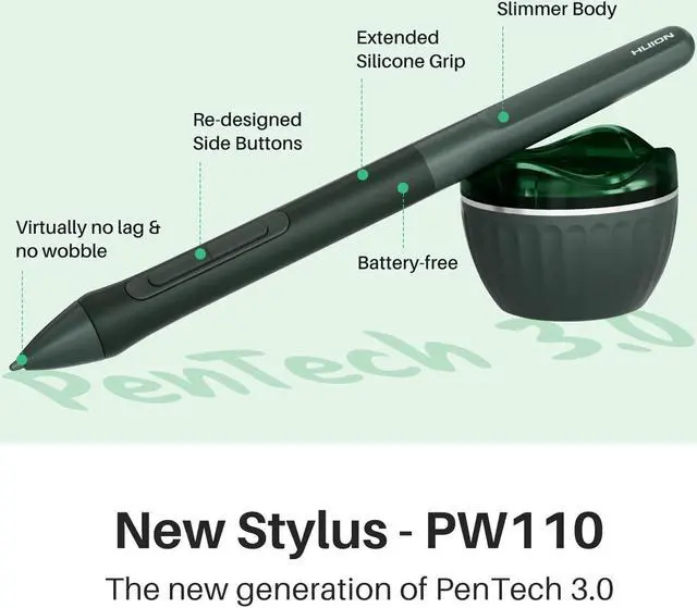 Alt view image 2 of 5 - 2023 HUION Inspiroy 2 Medium Drawing Tablet with Scroll Wheel 8 Customized Keys, HUION Skeleton Artist Glove
