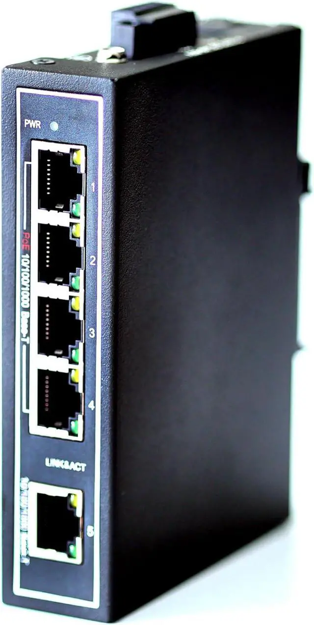 Main image of WIWAV WDH-5GT-POE 10/100/1000Mbps Unmanaged 5-Port PoE Industrial Ethernet Switches with DIN Rail/Wall-Mount (UL Listed,Fanless,-30~75)