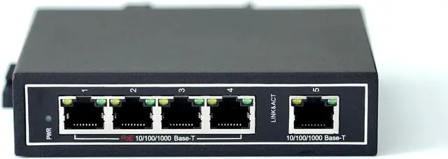 Alt view image 3 of 5 - WIWAV WDH-5GT-POE 10/100/1000Mbps Unmanaged 5-Port PoE Industrial Ethernet Switches with DIN Rail/Wall-Mount (UL Listed,Fanless,-30~75)