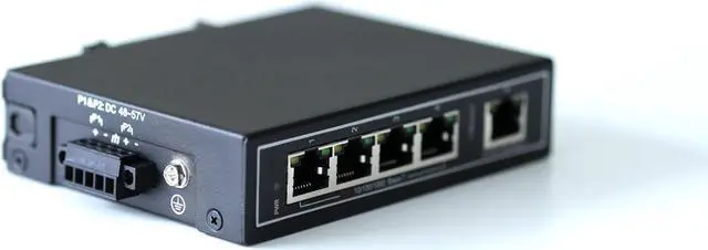 Alt view image 4 of 5 - WIWAV WDH-5GT-POE 10/100/1000Mbps Unmanaged 5-Port PoE Industrial Ethernet Switches with DIN Rail/Wall-Mount (UL Listed,Fanless,-30~75)